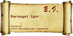 Baronyai Igor névjegykártya